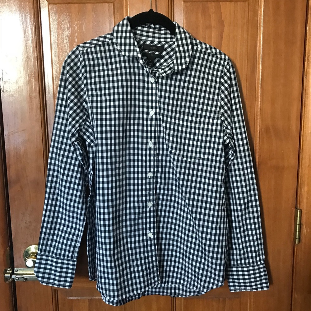 JCrew women’s gingham shirt.